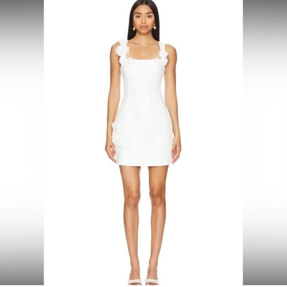 elliatt trompe white 3d floral embellished mini bridal wedding dress Large NEW - Picture 13 of 15